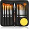 18 Pack Oil Paint Brushes Sets Professional Artist Acrylic Brush Kits for Canvas Painting Ceramic - 15 Sizes Brush 1 Standing Organizer 1 Mixing Knife 1 Watercolor Sponge Gray